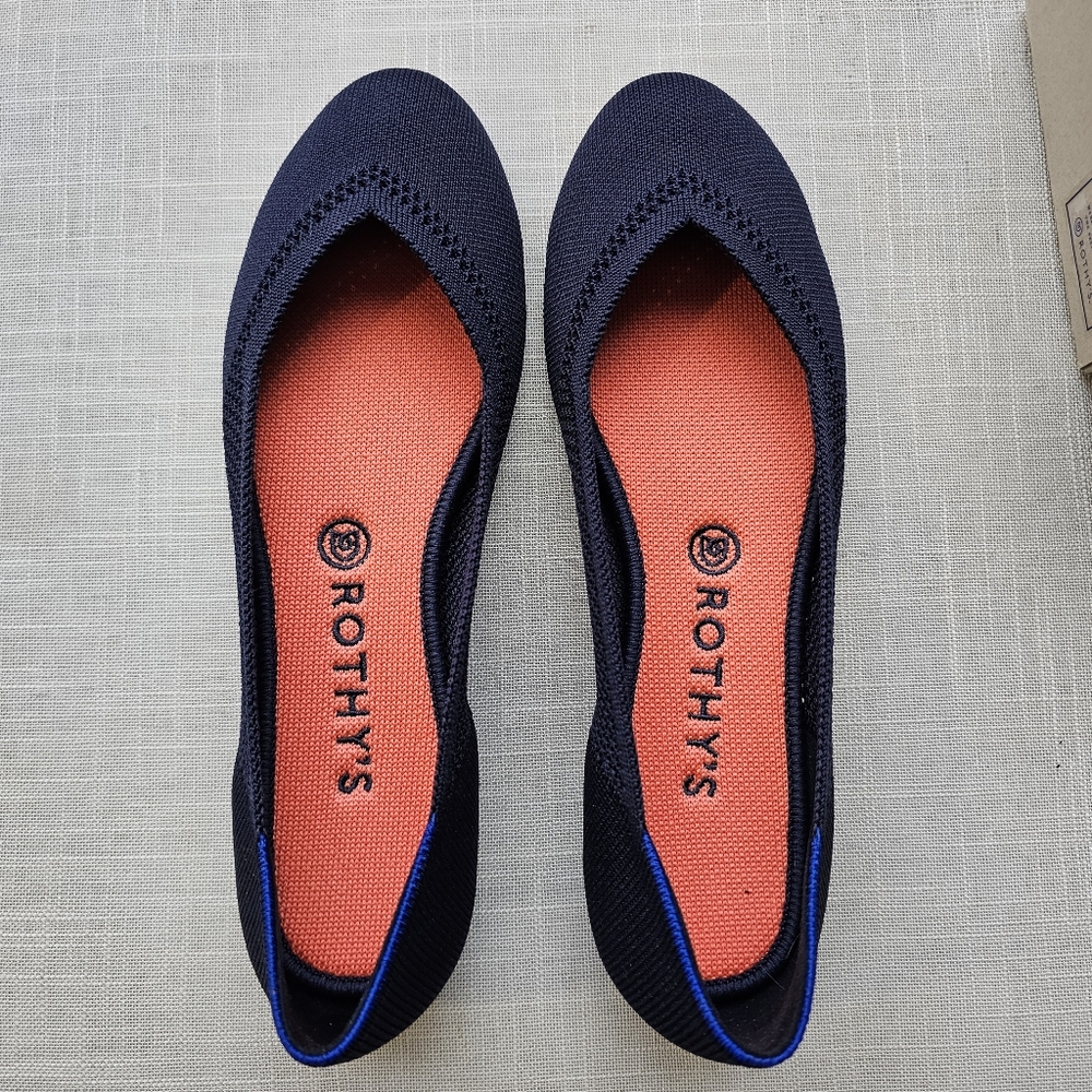 New! Rothy's Sz 10 Lattice Flat Maritime Navy Blue Stitch Rothys Round Toe